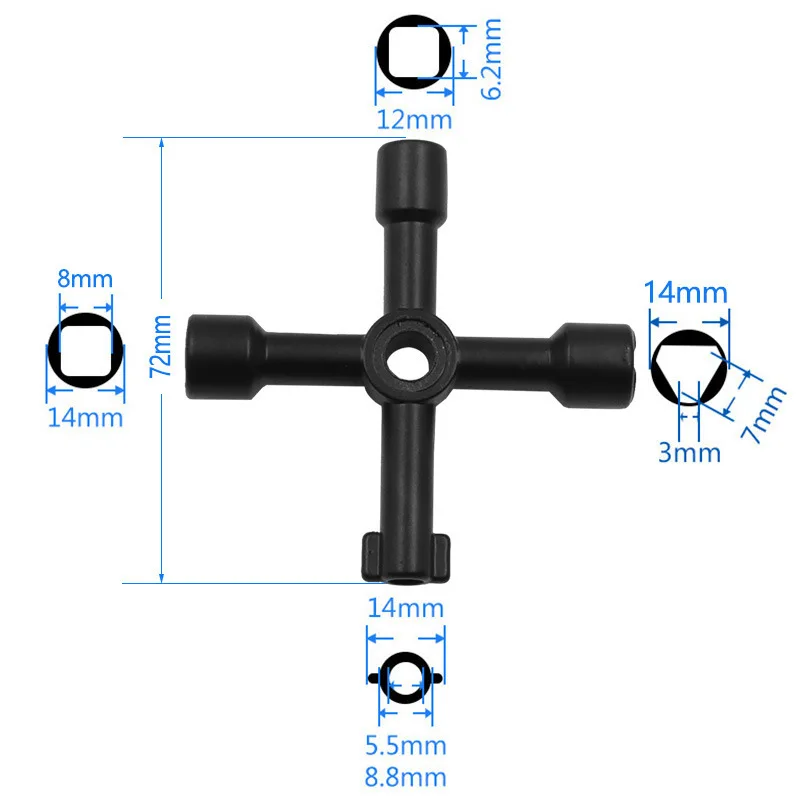 Black cross with batch key wrench, multi-purpose electric control cabinet, elevator water meter valve key, wholesale