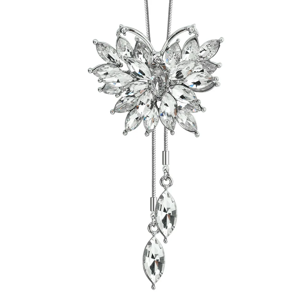 

High-end crystal butterfly sweater chain, elegant and versatile, a long fringed necklace that can be worn twice