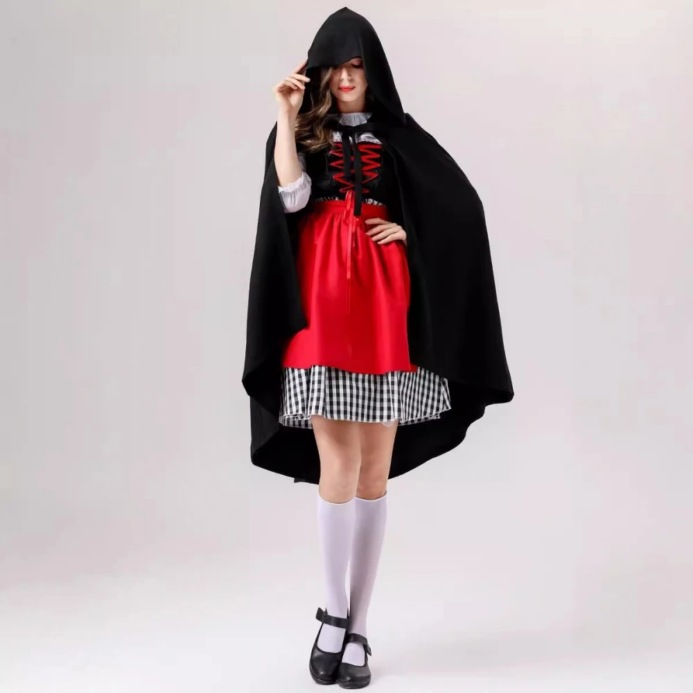 Princ Red Hat Lady's Costume with Hood awl Stage Performance Outfit Little Red Riding Hood Sle Women's Faion Coat
