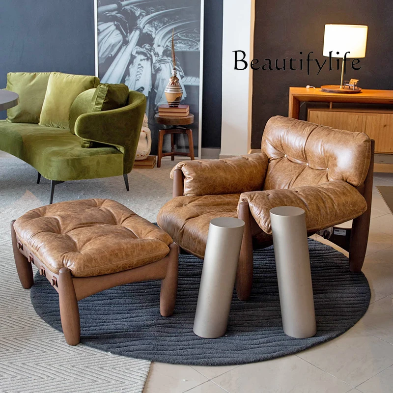 

Solid wood fabric sofa lazy technology cloth single sofa chair log art can lie down and sleep leisure