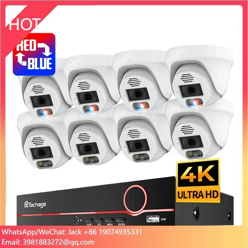 ชุดกล้องวงจรปิด 8CH 8MP พร้อมระบบเตือนภัย กล้องวงจรปิดระบบรักษาความปลอดภัย ภาพสีเต็มรูปแบบในเวลากลางคืน ชุดกล้องวงจรปิดสำหรับการเฝ้าระวังวิดีโอ