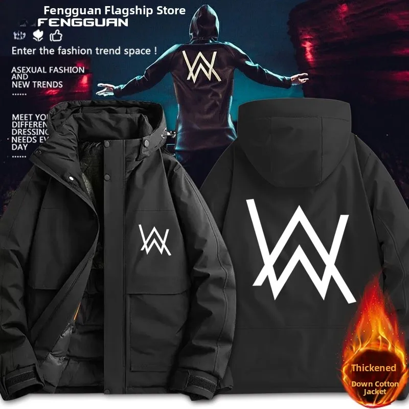 

Alan Walker Street Thiened Warm Cotton Jaet Winter ex Loose Outdoor Cotton Clothes Youth Faion Polyester Fiber