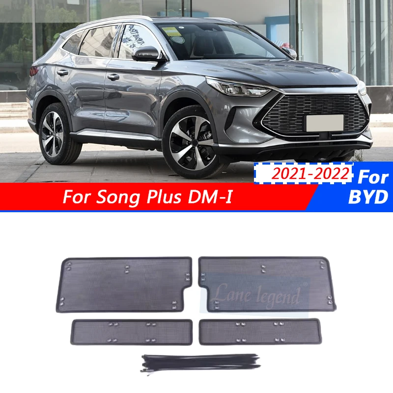 

4pcs Car Insect Screening Mesh Front Grille Insert Net Styling Stainless Steel For BYD SONG PLUS DMi 2021-2022 Auto Accessories