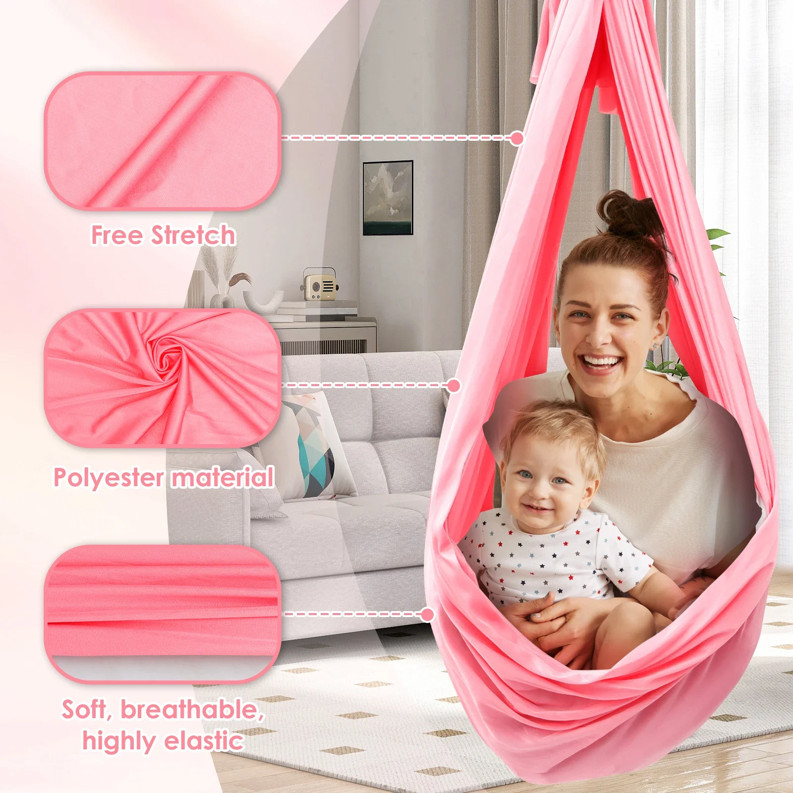 Altalena sensoriale Letto sospeso elastico per interni ed esterni Amaca coccole portatile per bambini e adulti Aspergers per autismo ADHD