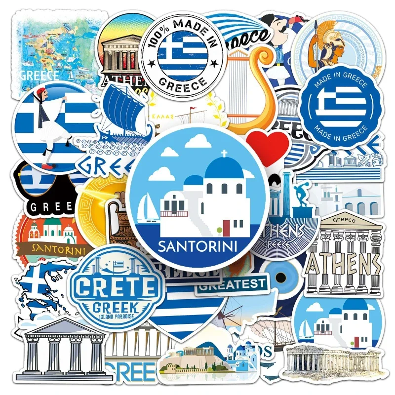 50/30/10PCS Greece Graffiti Travel City Civilization Creative Wholesale DIY Mobile Tablet Skateboard Cup Sticker Waterproof