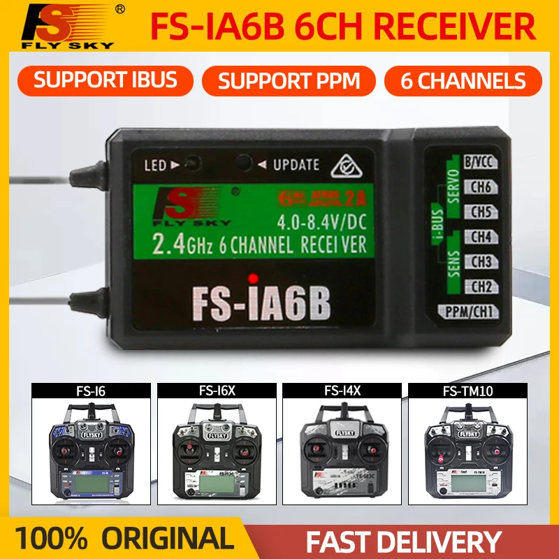 FLYSKY IA6B FS-I6AB Receiver 2.4G 6CH PPM Output Remote Control RX With IBUS For FLYSKY FS-i6 FS-i10 I6X I6S Transmitter RC FPV