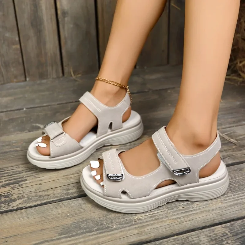 Shoes for Women 2024 High Quality Buckle Strap Women\'s Sandals Fashion Peep Toe Casual Sandals Women New Plus Size Flat Sandals