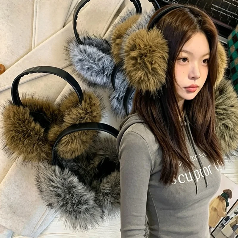 Fashion Faux Mink Fur Earmuffs for Women Men Winter Thicken Keep Warm Earplugs Girls Plush Cold Protection Wind-proof Ear Cover