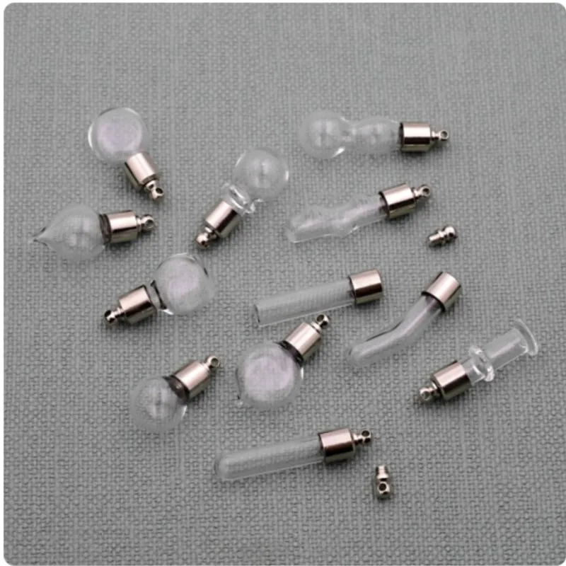 for 6mm outer diameter twisted wire cap glass bottle pendant hanging metal cap rice carving wish bottle handmade DIY accessories
