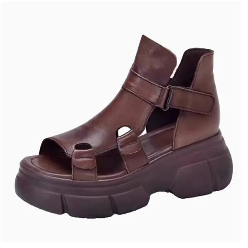 Roman-style Sandales Femmes Comfortable Sloping Heels for Women Retro Chunky Rocking Sandals Fashion Shoes Black Brown Sandalias