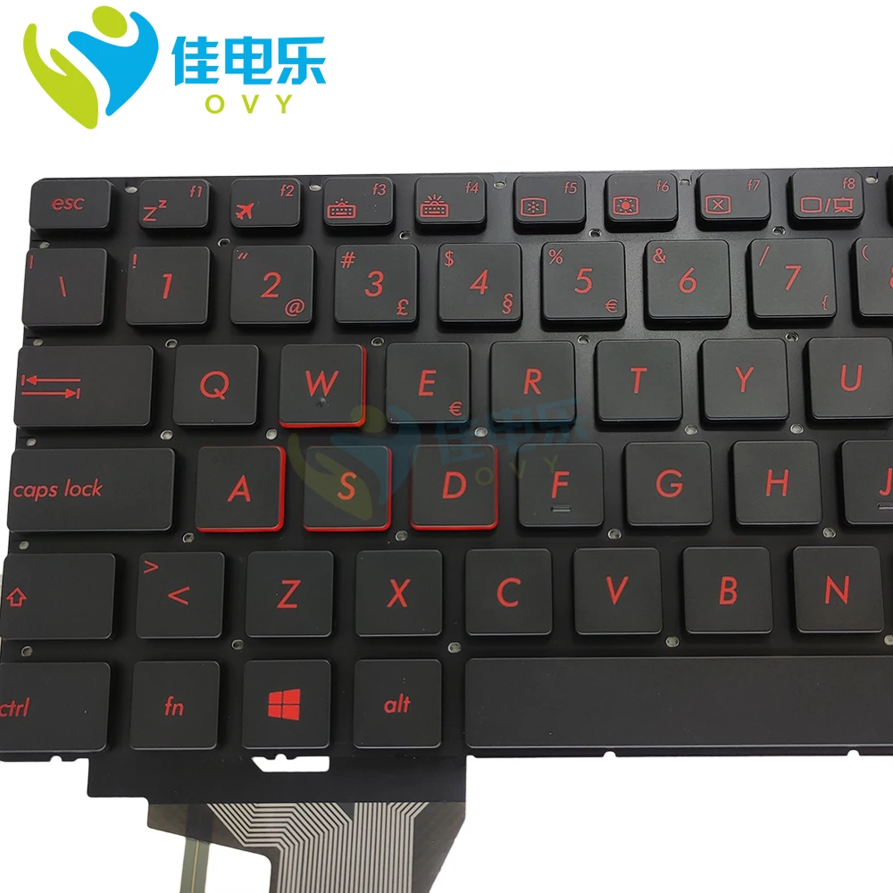 US English PO Portuguese Backlit Laptop Keyboards For ASUS GL552V GL552VL GL552VW GL552VX GL552JX GL752 Red backlit keyboard