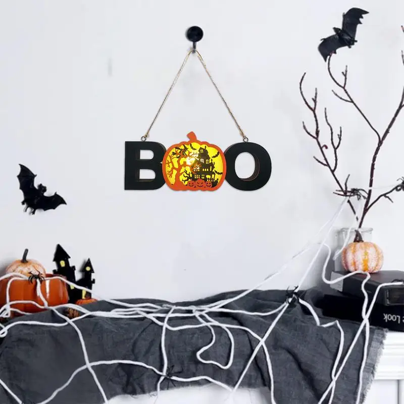 Boo Lighted Sign Pumpkin Lighted Letters Light Up Sign For Home Kitchen Fireplace Tabletop Halloween Decorations Party Supplies