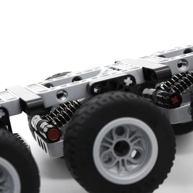 Mini-Dreiachsiges Fahrgestell 6-Rad-Anhänger-Bausatz 119 Teile MOC Technik-Bausteine Spielzeug – Detail 4