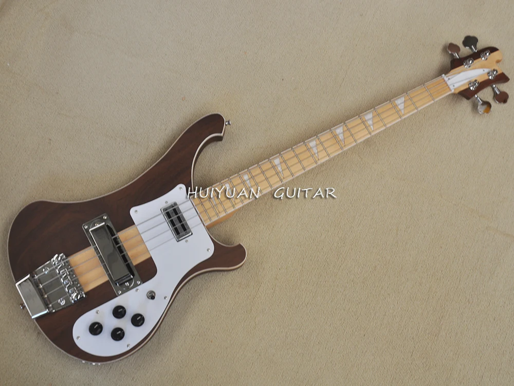 4 Strings Walnut Neck-thru-body Electric Bass Guitar with Maple Fretboard