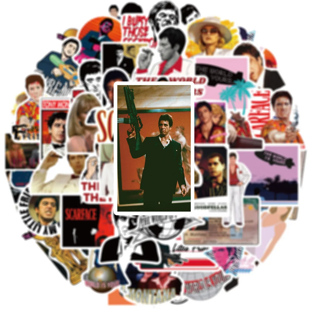 

10/30/50pcs Cool Scarface Movie Stickers Decal Waterproof DIY Skateboard Stationery Suitcase Helmet Car Cartoon Sticker Toy Gift
