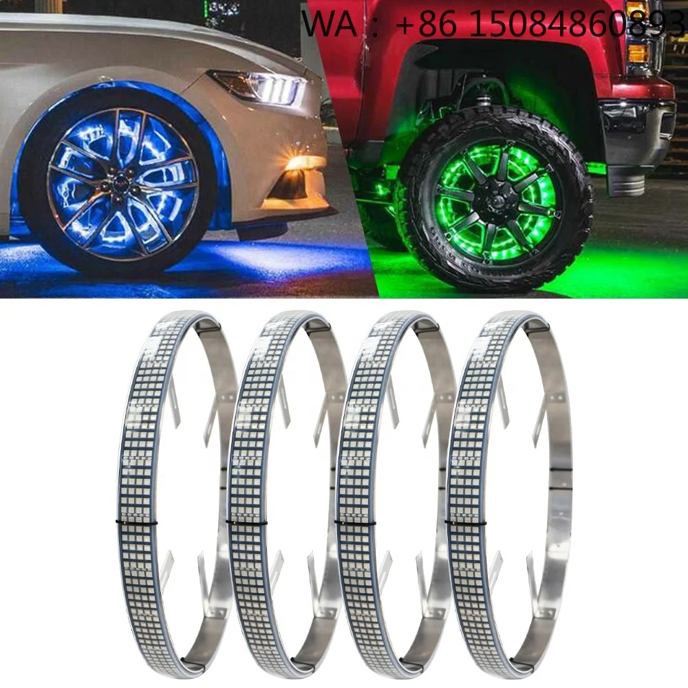 4 Row RGBW LED Wheel Ring Light APP Remote Control Waterproof Auto Rim Ambient Lamp For Truck Off Road Vehicle