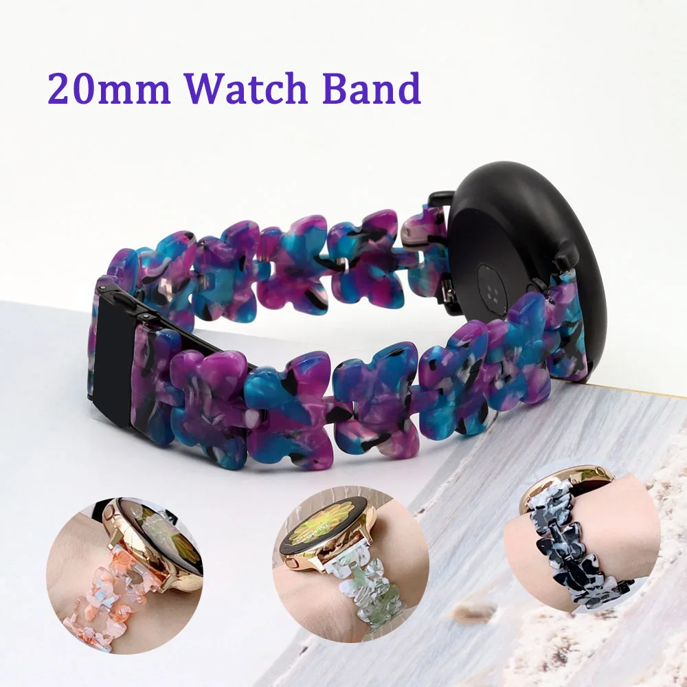 20mm Watch Band Resin Purple Wrist Strap for Galaxy Watch 4 Classic/ 5 Pro 42mm / Garmin Venu 2plus/ Forerunner 245 Bracelet