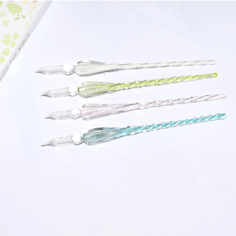 1 Pc Multicolor Glass Drip Pen Antique Glass Dip Pen Signature Filling Ink Pen Crystal Writing Dip Pen Fountain Pens