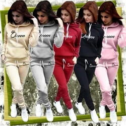 Women's Hoodie Set Outdoor Casual Harajuku Sweatshirt Pullover Hoodie and Jogging Pants Athletic Wear 2-Piece Set