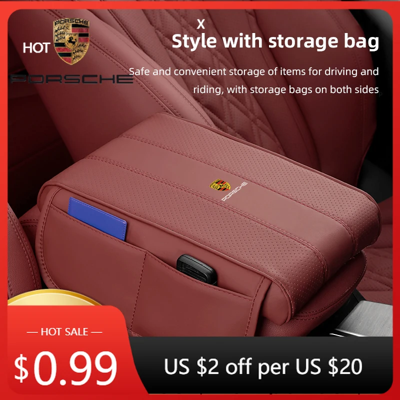 

Car Sticker For Porsche Cayman Cayenne 911 Macan Car Armrest Mat Center Protection Cushion Leather Pad For Porsche Cayenne Pana