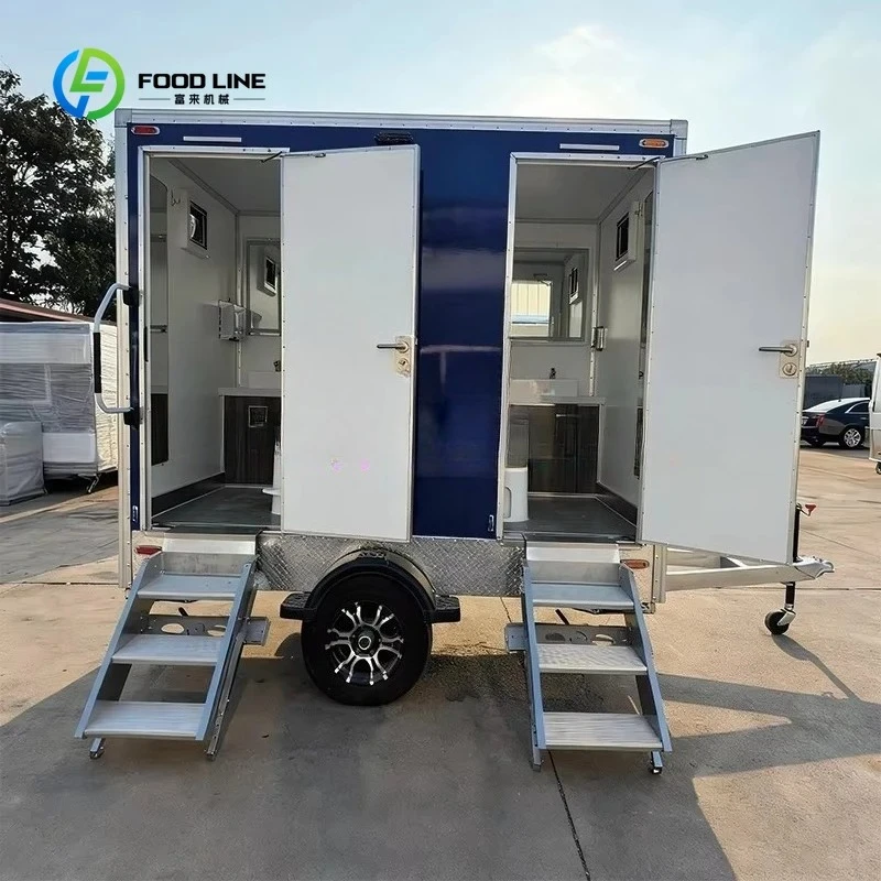 Customized Heavy-Duty Towed Outdoor Toilet Trailer Mobile Restroom with Flush Vent & Large Tank for Events