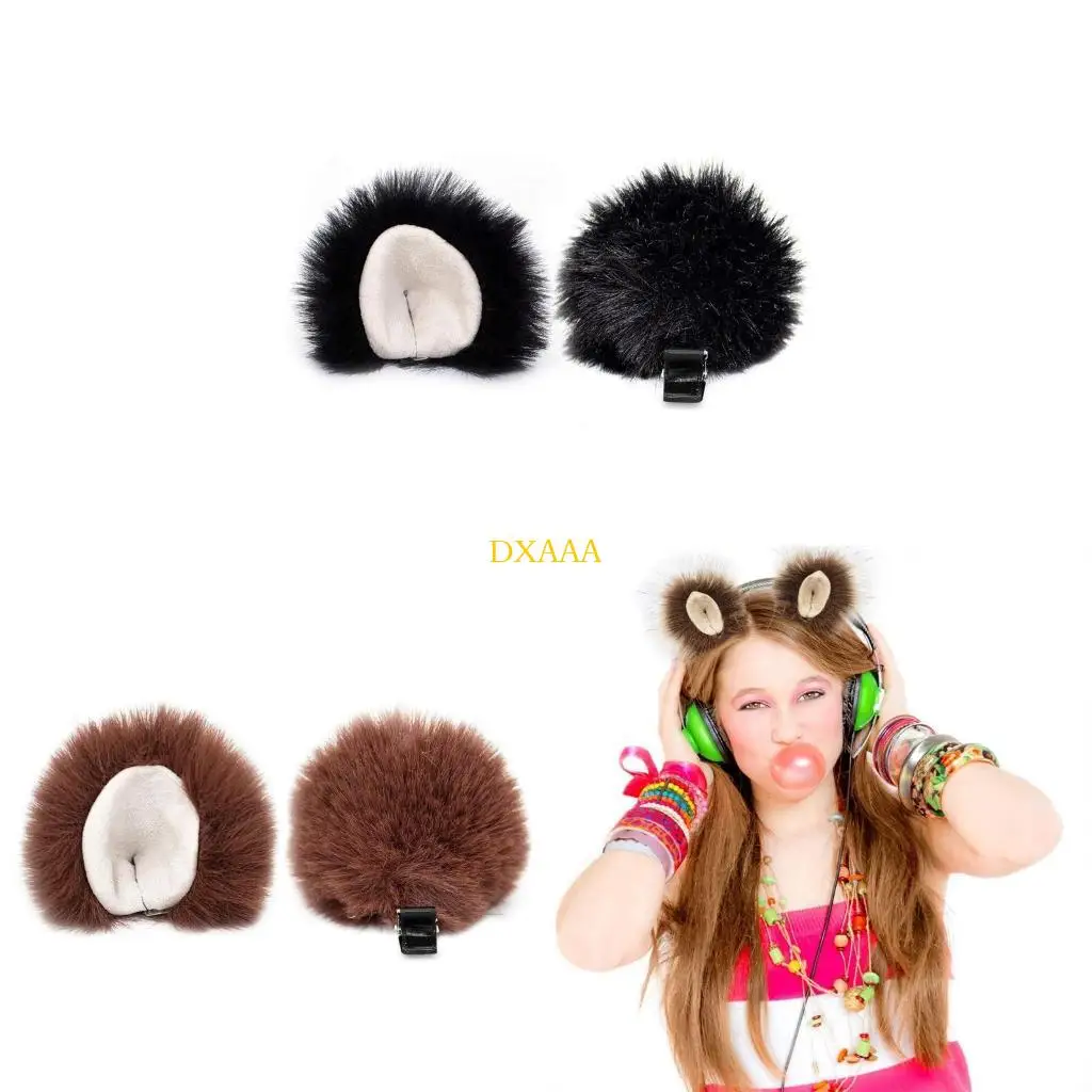 

DXAA Cosplay Furry Animal for Cat Ears Hair Clip Costume Cosplay Long Fur Headpiece for Halloween Party Decoration
