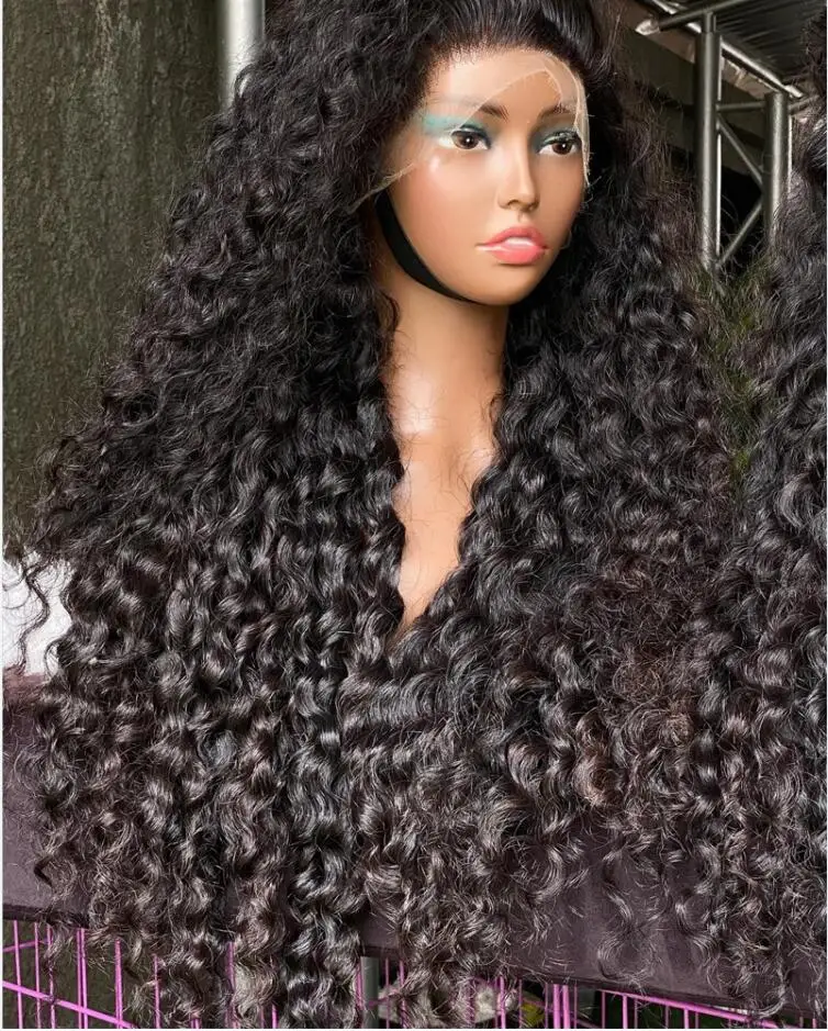 Long Glueless Preplucked 26Inches 180%Density Black Kinky Curly Lace Front Wig For Black Women BabyHair Heat Temperature Daily image 5