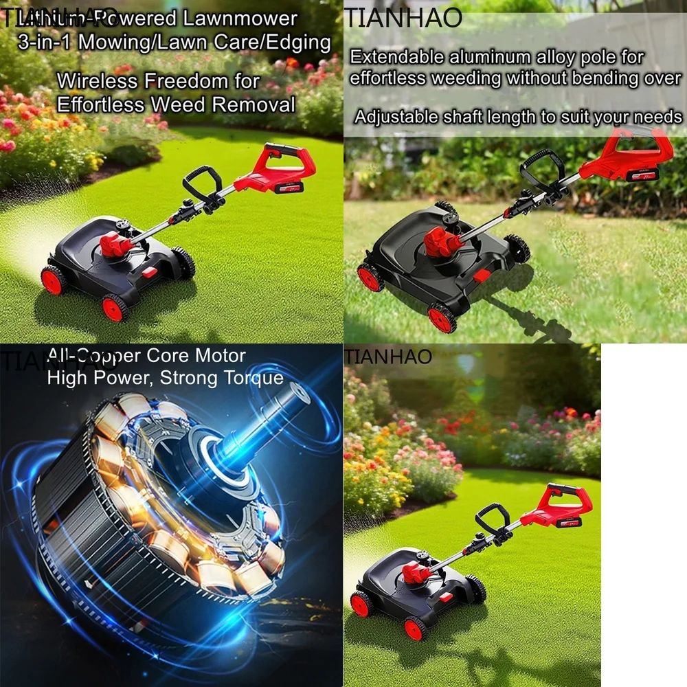 3 in 1 Electric Lawn Mower for Home Garden Trimmer High Power Weed Cutter Multi Function Grass Edger for Small Yard Lawn Care