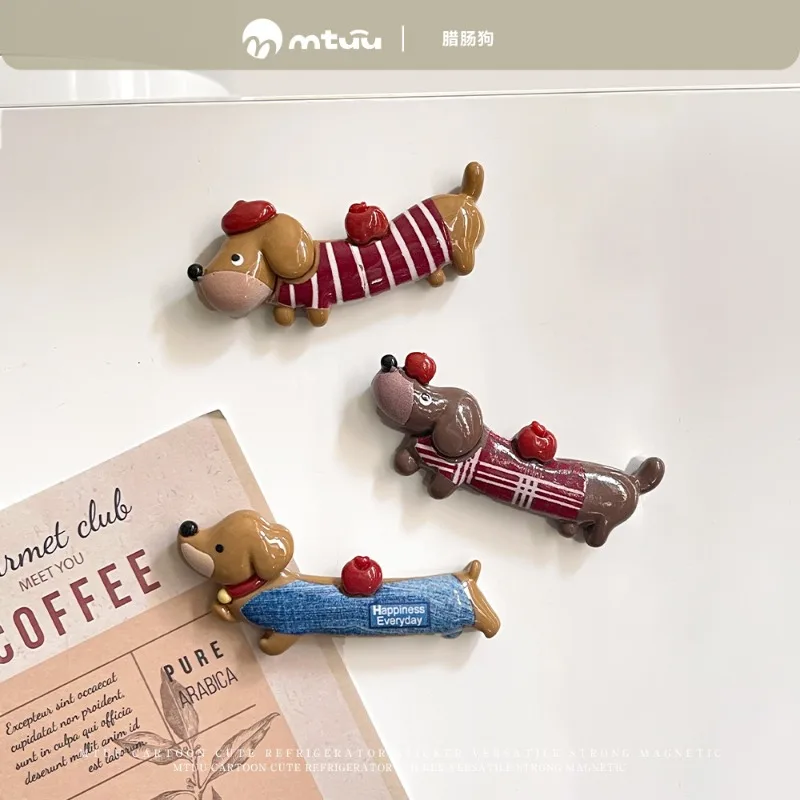 

Магниты на холодильник с таксами, 3D милые мультяшные магниты в виде животных, забавные магнитные наклейки из смолы в виде такс для кухни