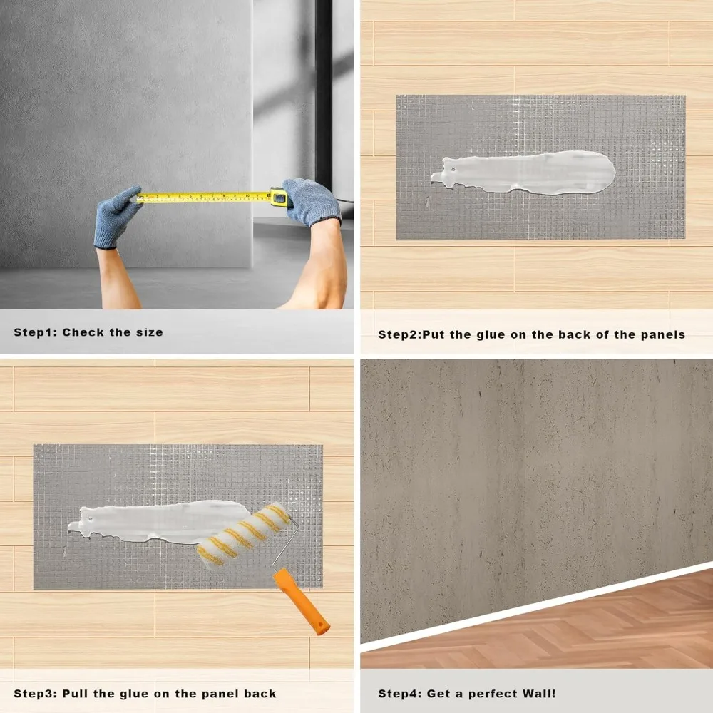 3Dウォールパネル - 4枚入り 47.2x23.6cm 模造石壁材 - ホームアート、アクセントレンガ、モダンな外観用の改質粘土素材