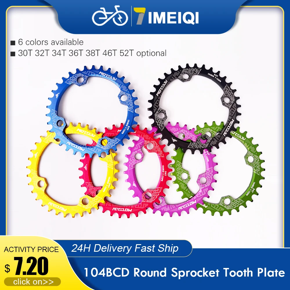 

MOTSUV 104BCD Round Narrow Wide Chainring MTB Mountain Bike Bicycle 30T 32T 34T 36T 38T 46T 52T Bicycle Crankset Accessories