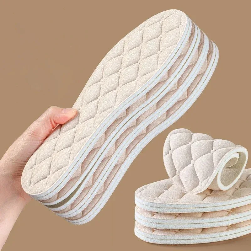 4D Thick and Ultra Soft Bottom Sweat Absorbing and Odor Proof Insole for Feet Orthopedic Massage Running Care Pads