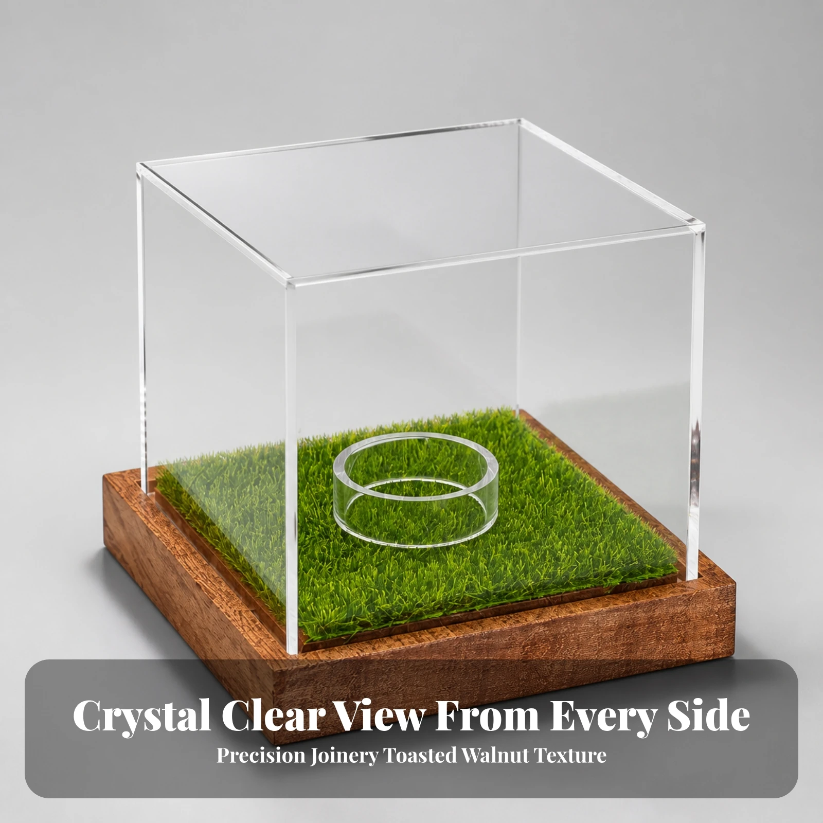 Golf Ball Display Case Compact Golf Ball Display Case with Wooden Base Clear Elegant for Collectors, Trophy Shelf, Office Desk
