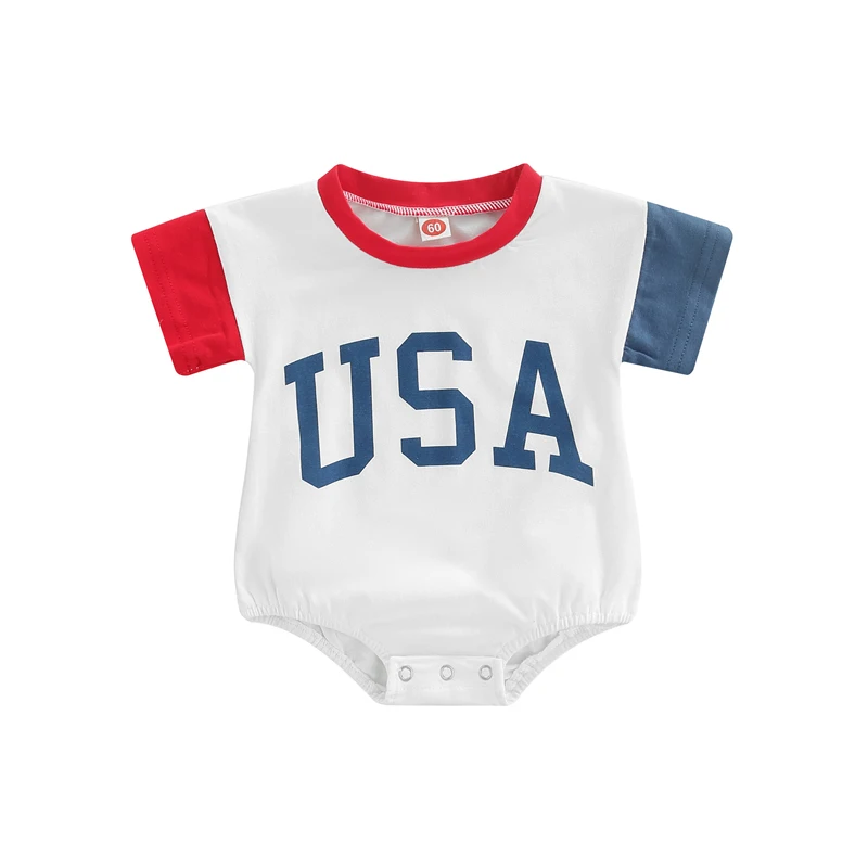 LYSINK 4th of July Baby Boy Girl Outfit Newborn Toddler Bubble Romper American Flag Jumpsuit Independence Day Bodysuit