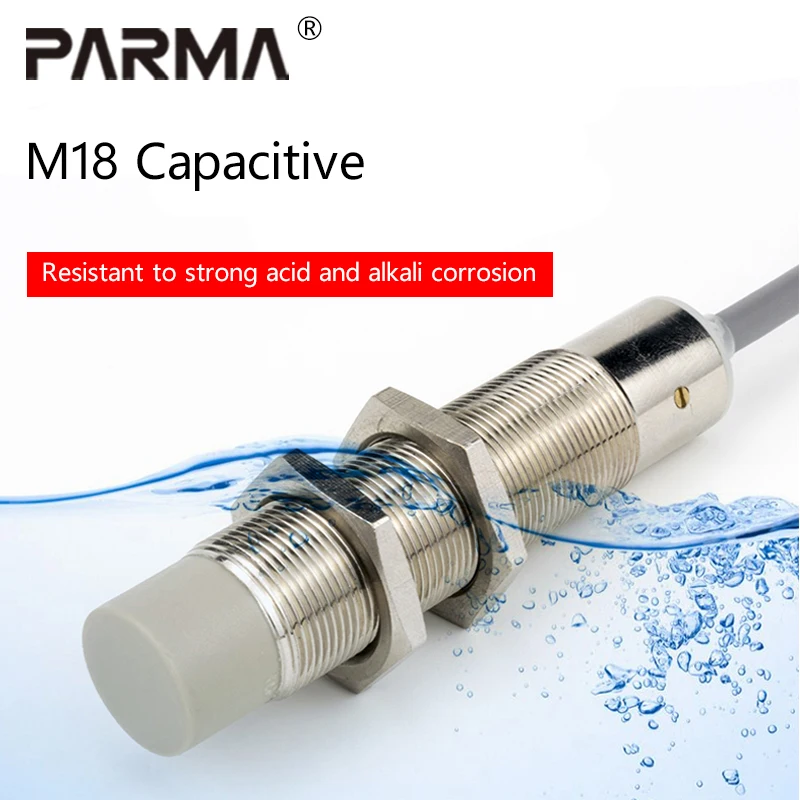 

PioneerDetect M18 capacitive proximity switch, liquid level sensor, material detection induction switch, three-wire 24V, NPN/PNP