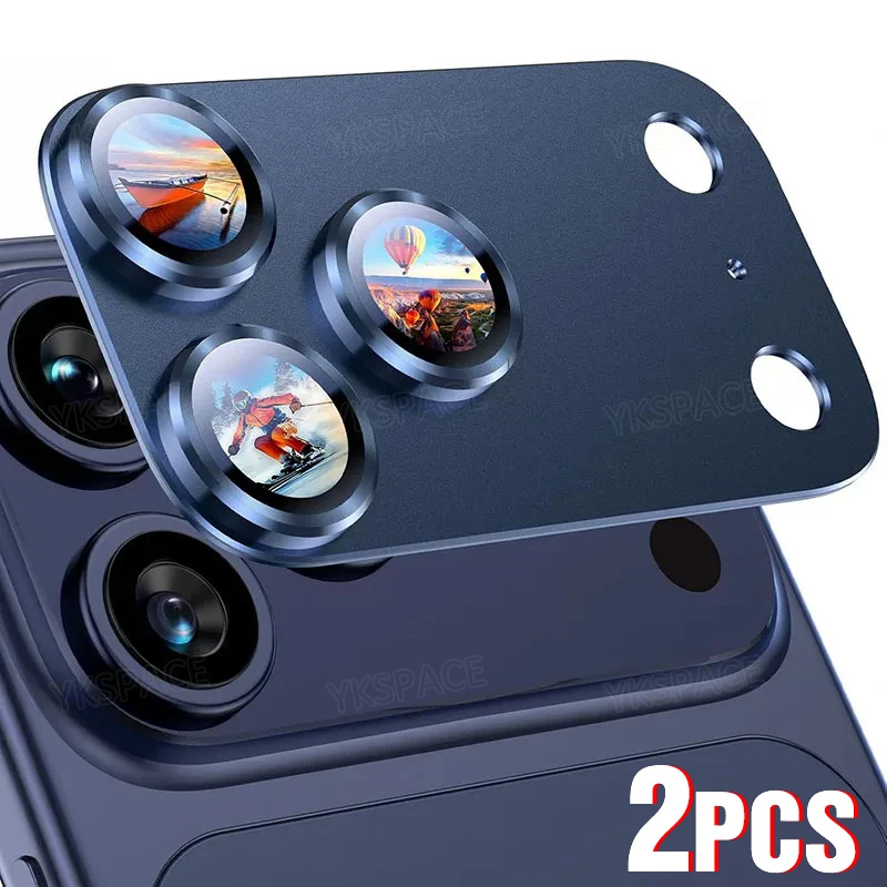 2 Stücke Metalllegierung Kameraobjektiv 9H gehärtetes Glas Schutzfolie für iPhone 17 Pro Max Len Schutzkappenschutz