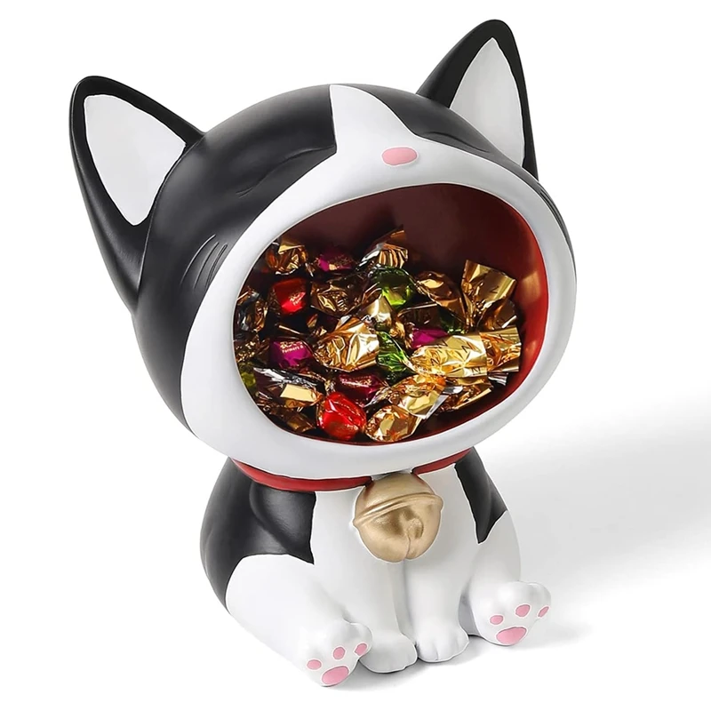 Cute Cat Statue For Candy Dish, Indoor Decor With Laughing Big Mouth Clearance For Key Or Accessories Storage Work