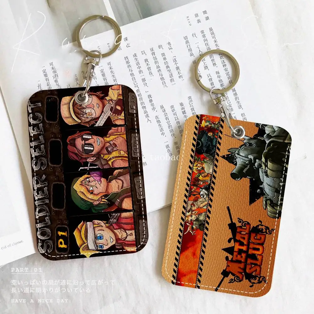 

Classic Retro Game Metal Slug 1Pc Access Card Case Leather Card Holder Keychain Key Ring Door Access Tags ID Card Case Keychain