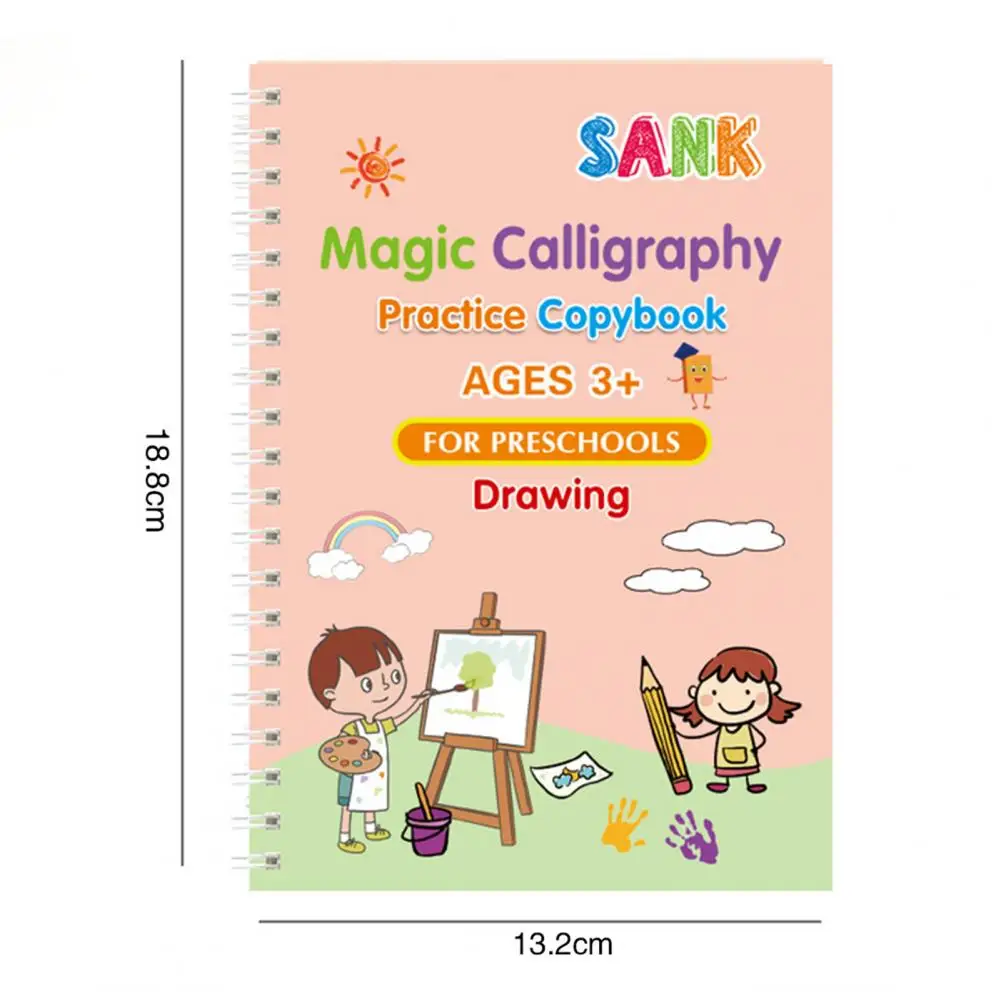 1 Set Magic Copybooks Children's Toy Writing Reusable Free Wiping English Arabic Verison Option Writing Practice Copy Books