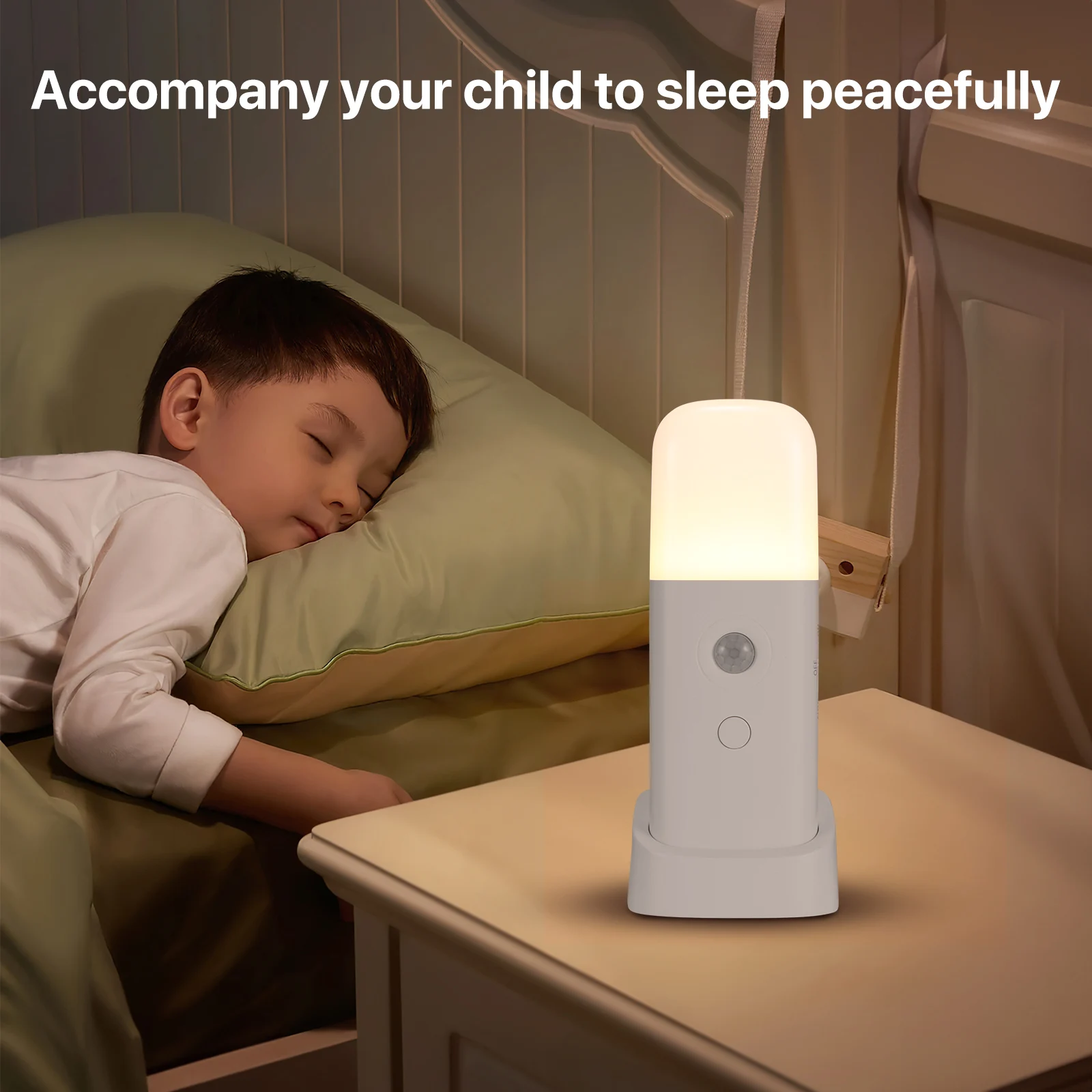 2000mAh LED Night Light Rechargeable Motion Sensor Bedside Lamp With 5 Levels Adjustable Brightness Dimmable Nursery Nightlight