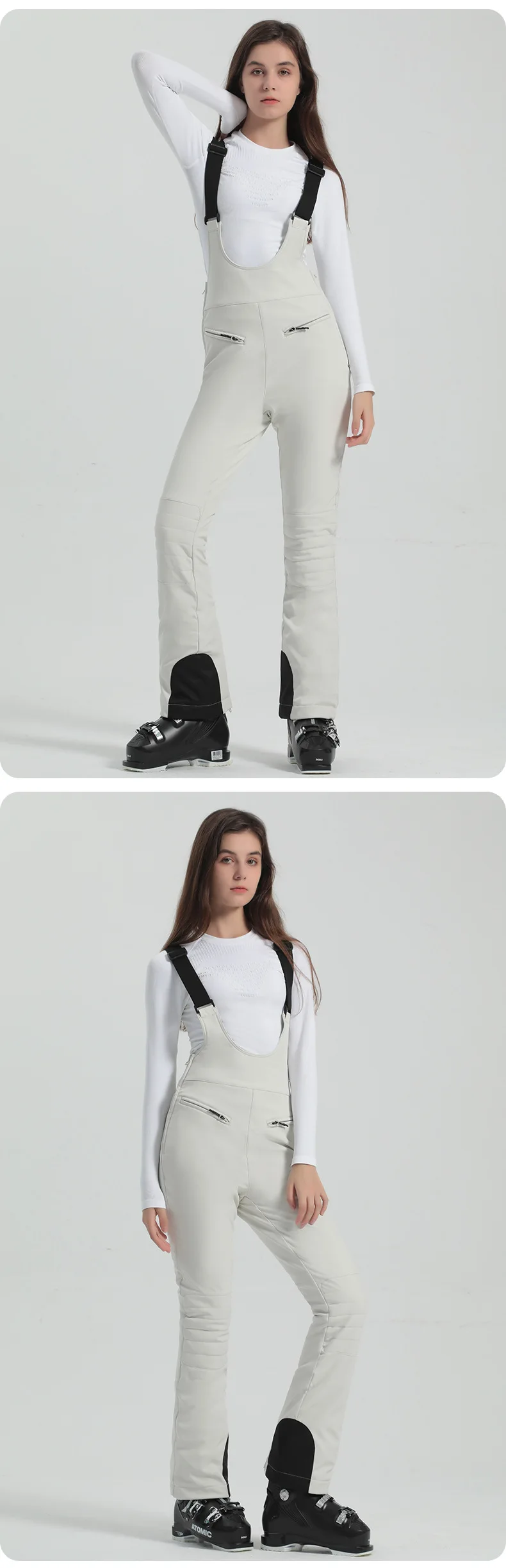 2024 Gsou Schnee Winter Skihose Frauen Snowboard Riemen Hose hohe Taille elastisch wind dicht wasserdicht verdicken Thermal für den Außenbereich – Detail 9