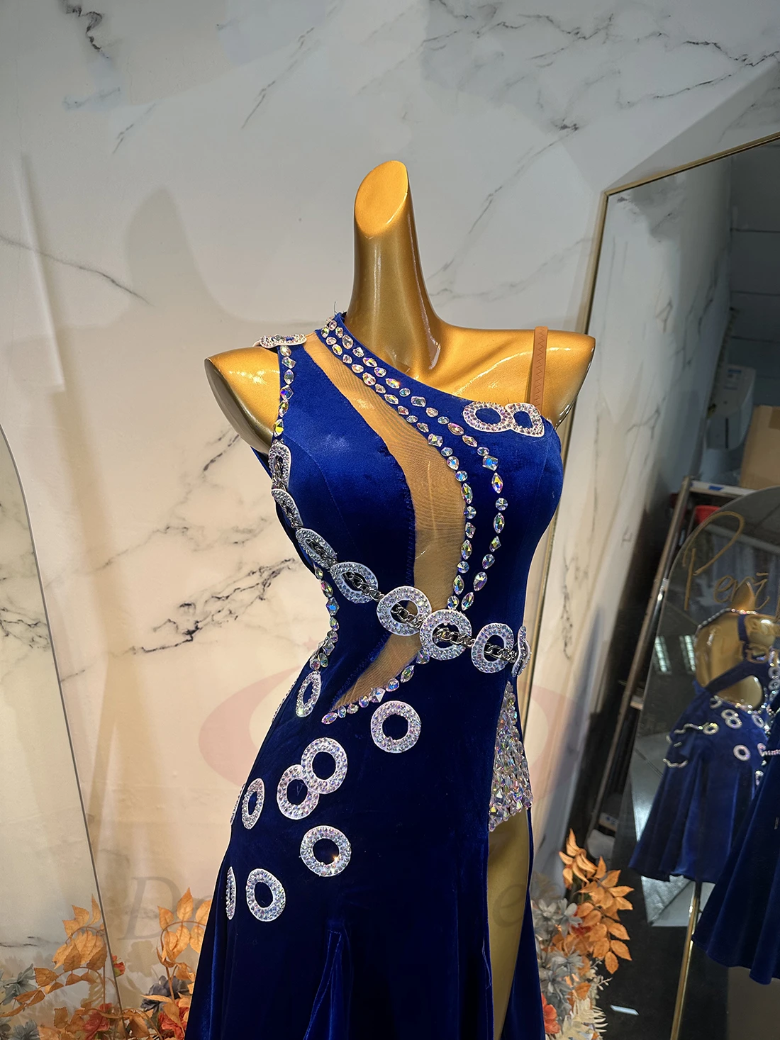 زي الرقص اللاتيني، حجر الراين، خاتم مخصص عالي الجودة، تنورة مقسمة، فستان أداء السامبا للنساء والكبار والأطفال