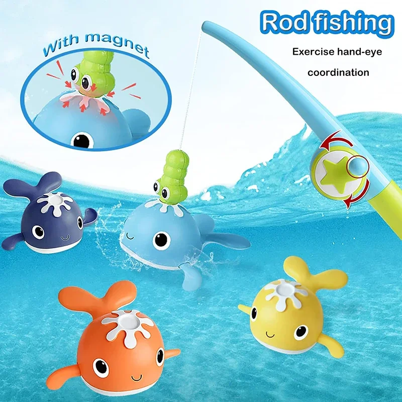 Baby Bath Toy Cute Animals Paddle Toys Kids Water Floating Fishing Toys Children Pool Party Interaction Magnet Fishing Game Toys
