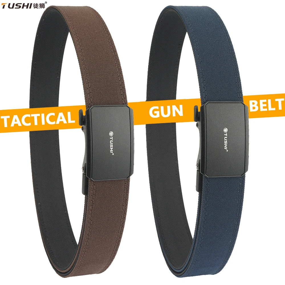

TUSHI Automatic Buckle Belt for Men 38mm Real Nylon Military Tactical Belt Non Slip Hiking Hunting Belt Male IPSC Accessories