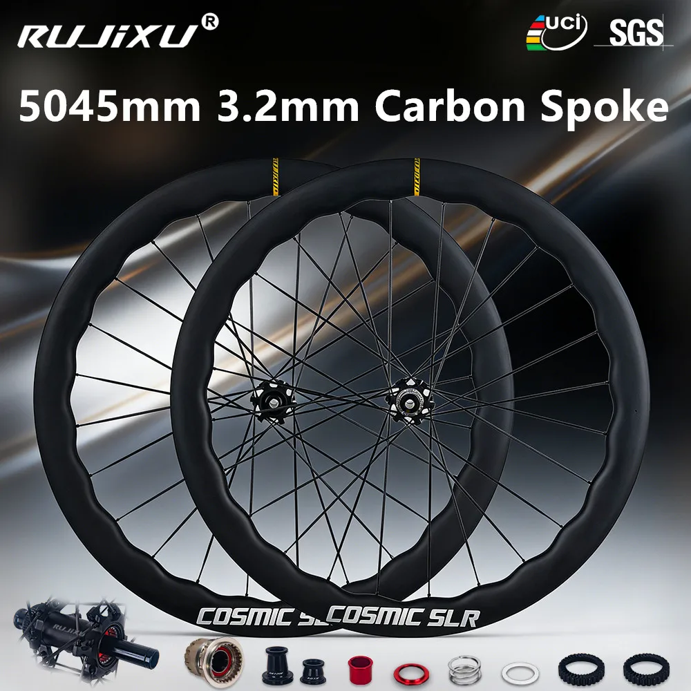 

Карбоновые колеса для гравийных велосипедов 700c 5045 5853 мм, ультралегкие шоссейные колеса с дисковыми тормозами, 36T Ratchet, нормальные/керамические, комплект колес для шоссейного велосипеда