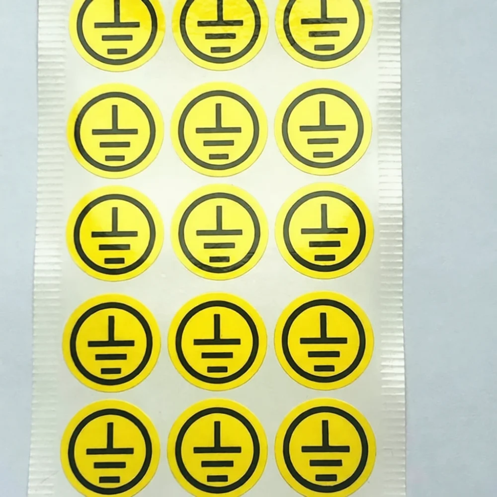 Electrical Protection Ground Wire Sign Label Durable PVC Warning Decal Self Adhesive Identification Tag For Hardware