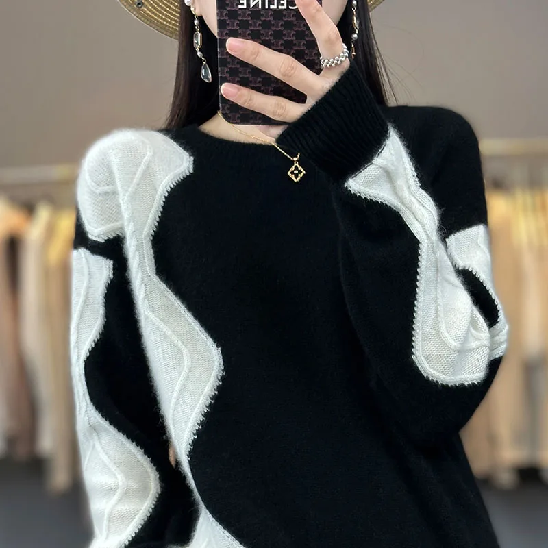 Winter Woman\'s Sweaters Female Pullover Long Sleeve O-Neck Thick Casual Jumper Cashmere Sweater Coat Clothes 100% Wool Knit Tops