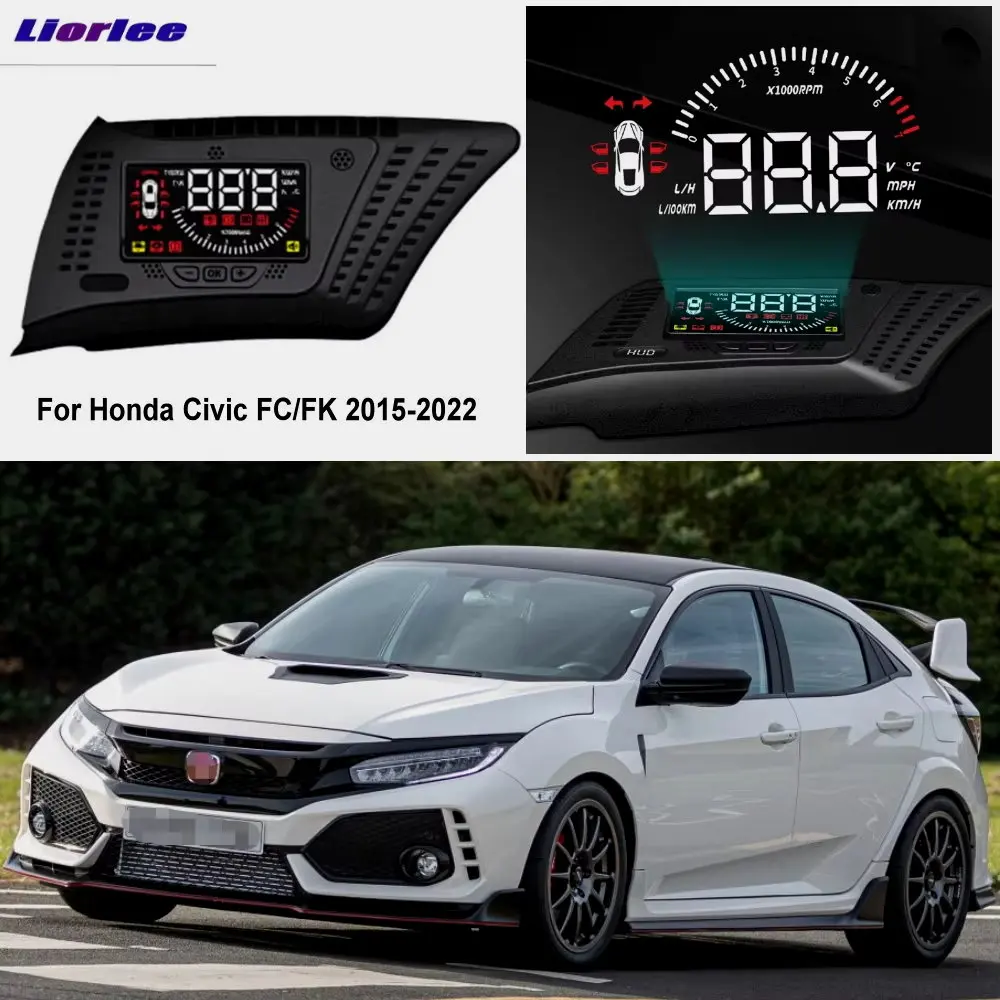 

For Honda Civic FC/FK 2015-2022 OEM Head Up Display HUD Car Plug And Play Windshield Projector Alarm Systemafe Driving Screen