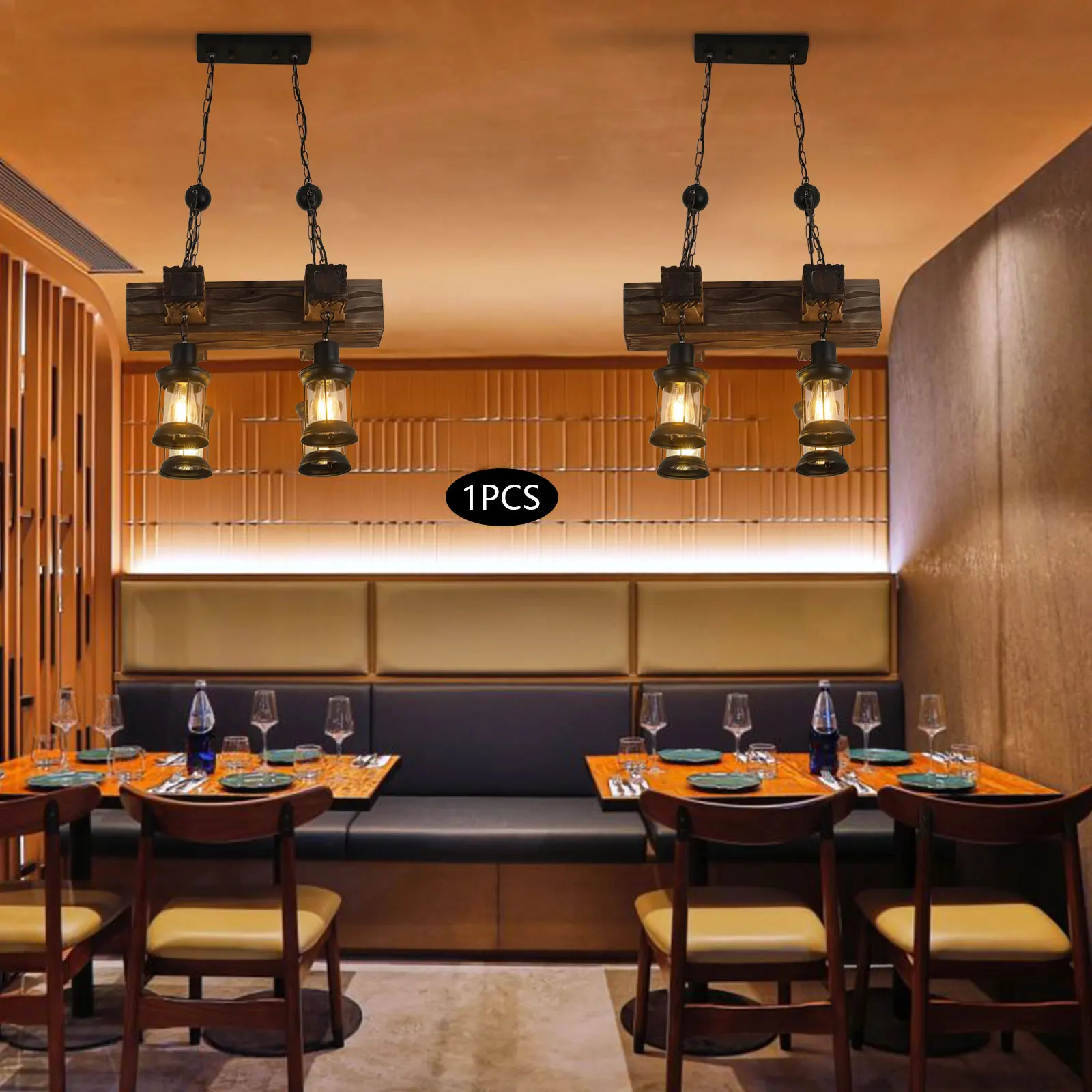 Retro Pendant Light, Industrial Vintage Pendant Light Fixture, 4-Light Pendant Light