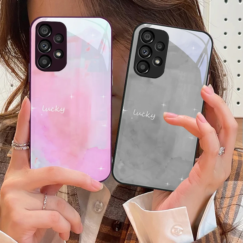 Watercolor blending For Samsung Galaxy S10 4G S20 11E 30 S21 21Fe 22 S24 Pro S23 Ultra 5G S8 S9 Tempered Glass Phone Case